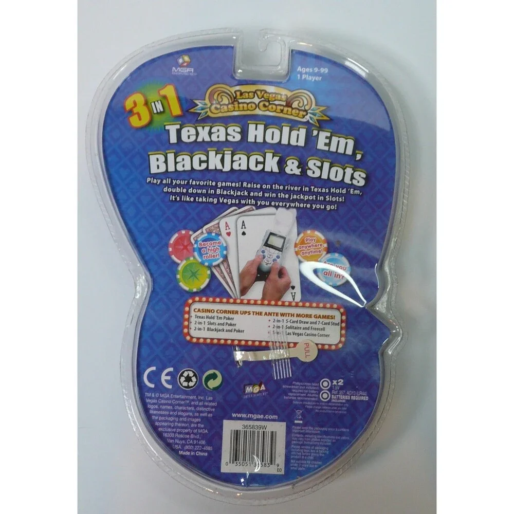 3 in 1 Texas Hold Em, Blackjack & Slots Casino HandHeld Game New & Sealed